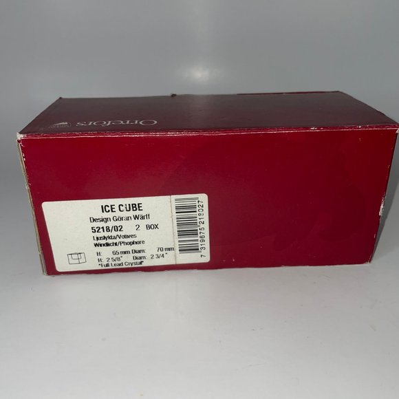 Orrefors Sweden Crystal Glass Ice Cube Votives 2 Piece Set MCM - Picture 10 of 11